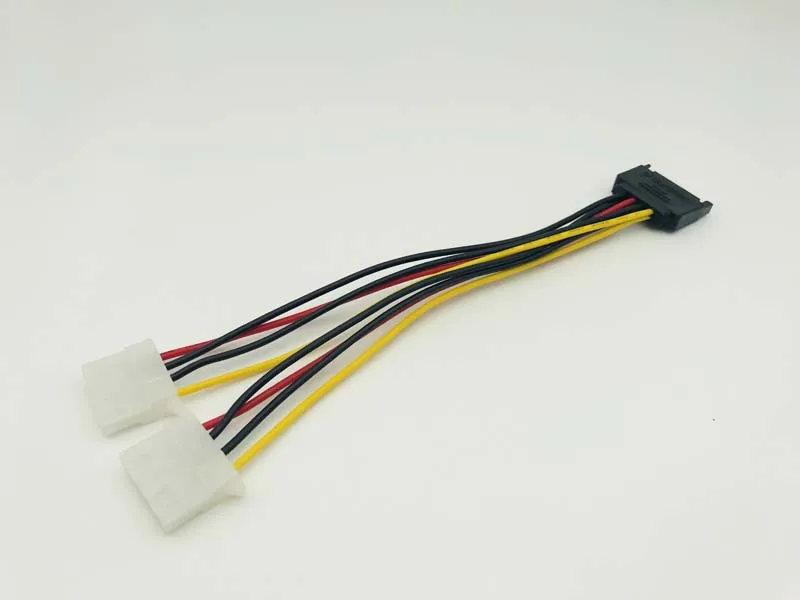 5PCS 15Pin SATA to 2 Dual 4Pin Power Cable IDE Molex Power Lead Y Splitter Cable Cord 18AWG Wire 20cm for Bitcoin Miner Mining