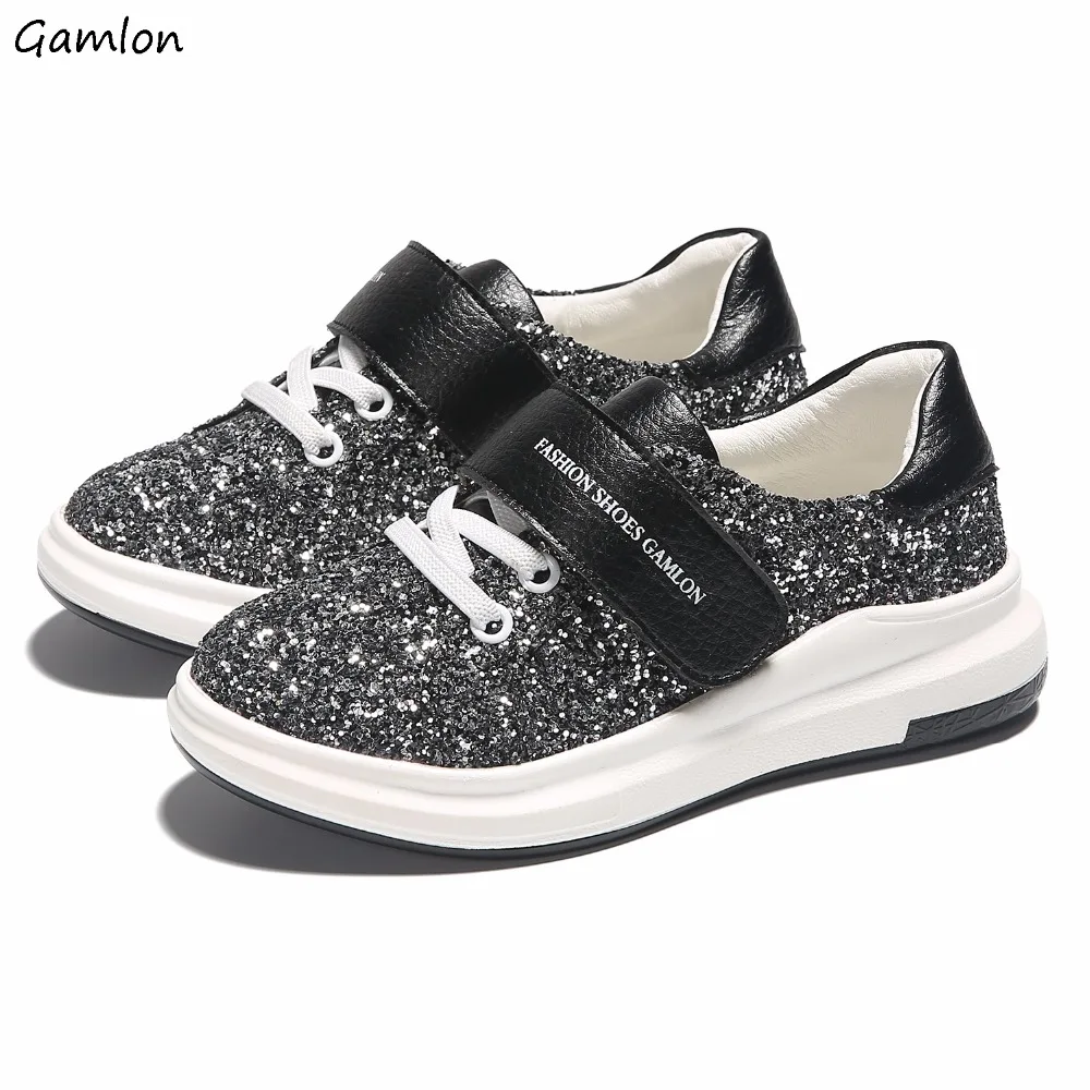 

Gamlon Unisex Sequins Sneakers Black Students Fashion Casual Shoes for Kids