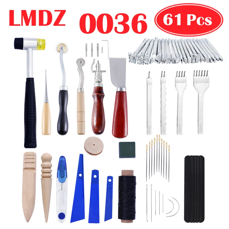 

LMDZ Leathercraft Tool Sets PunchStitching Carving Working Sewing Saddle Groover DIY Leather Craft Tool Kit For Personalizing