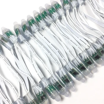

50pcs DC5V/DC12V 12mm WS2811 IC RGB Led Module String White wire Waterproof IP68 Digital Full Color LED Pixel Light