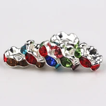 8MM 200Pcs Metal Silver Color/Gold Color Crystal Rhinestone Rondelle Spacers Beads Fit Fashion Jewelry  for Making