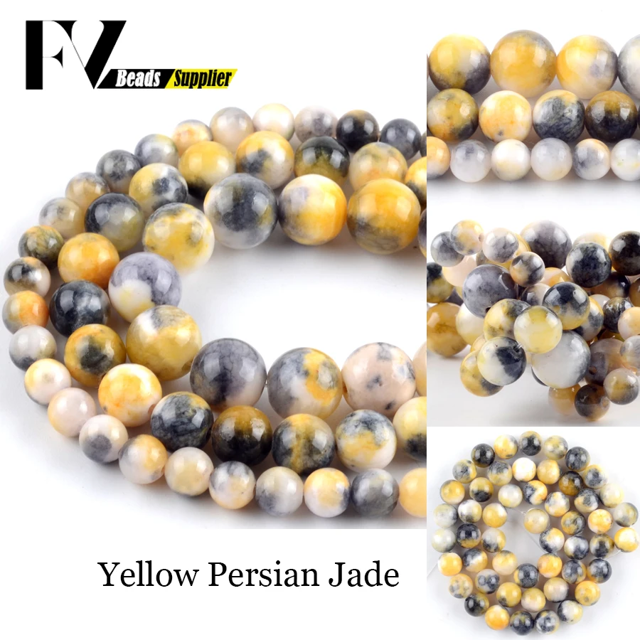 

Natural Stone Beads 6 8 10mm Yellow Persian Jades Round Spacer Beads For Jewelry Making Diy Jewellery Handicraft Accessories 15"