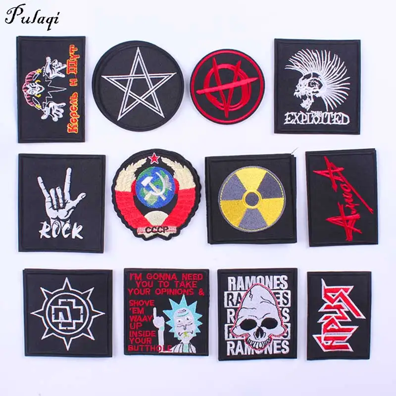 

Metal Bands Punk Patches Embroidered Patches For Clothes Hippie Patch Iron Sew On Patches Stripe On Clothes Appliqued Clothing F