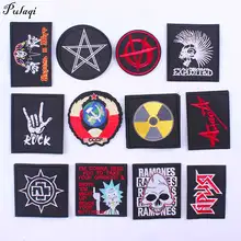 Bandas de Metal parches Punk parches bordados para ropa Hippie parche hierro coser en parches rayas en ropa apliques ropa F