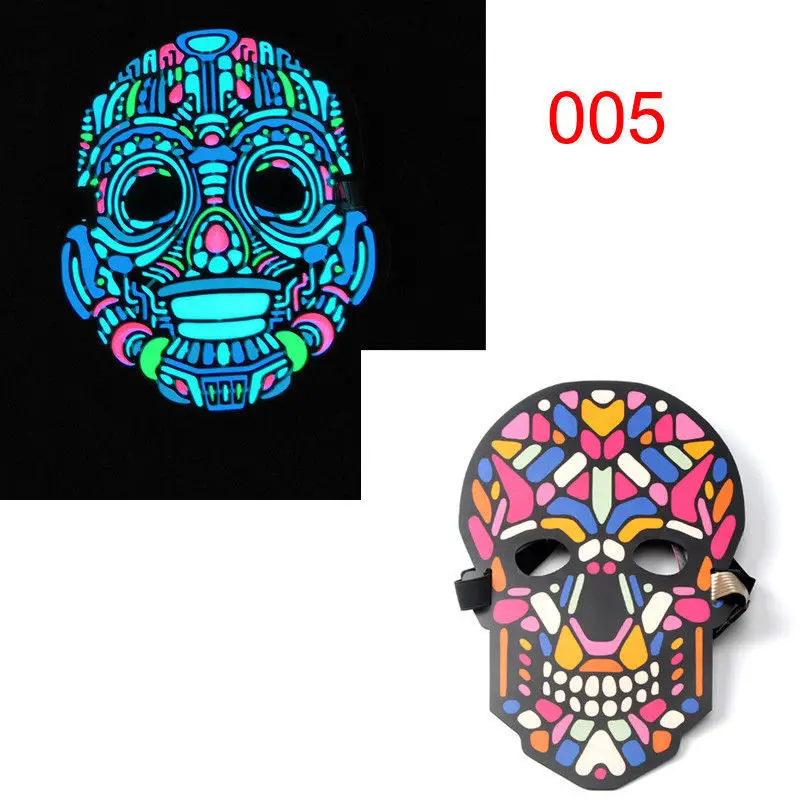 Светодиодный маска для продувки фильма EL Wire DJ вечерние светящиеся маски на Хэллоуин - Цвет: e