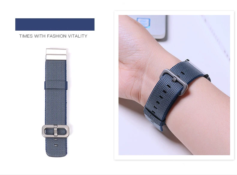 Нейлон из нержавеющей стали Холст Ремешок Для Xiaomi huami Amazfit Bip BIT Lite Молодежные часы Смарт Браслет для samsung S4 браслет ремешок - Цвет: Midnight-blue