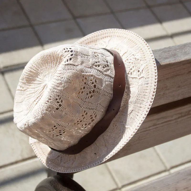 Hats for Women Female Hat Women's Girls Fedora Knitted Chapeu Feminino Autumn Summer Leather Buckle Sun Cap Fashion Jazz - 2