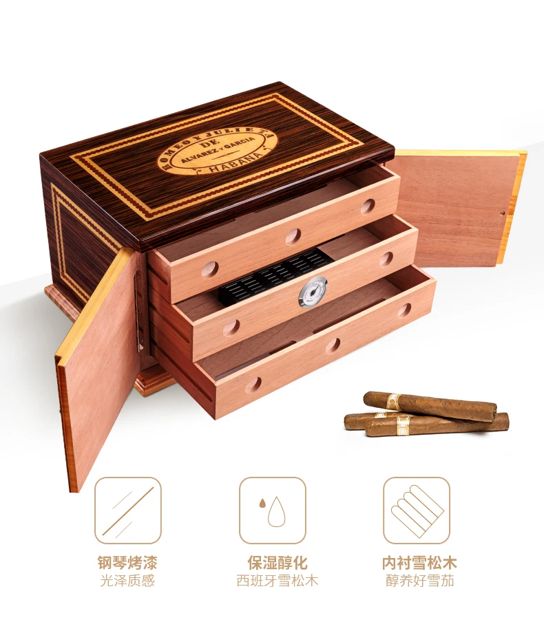 Сигара humidor три пола большой емкости сигара увлажняющая коробка CA-1028