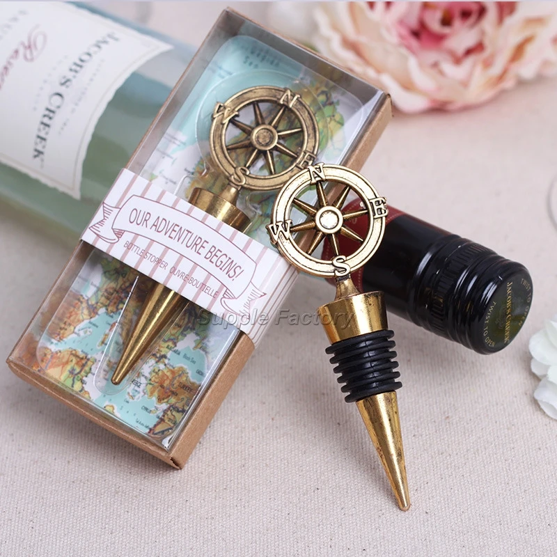 100pcs/lot Wedding Favors Decoration Vintage Bronze Bottle Stopper Red