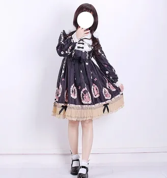 

Lolita Pine Trees Tale Printing Tall Waist Women Japan Dresses