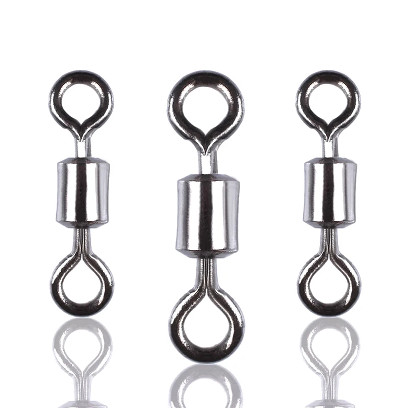 

100Pcs 8 Word Ring Fast Rolling Fishing Barrel Swivel Link Ball Bearing Swivel Copper Connector Fishing Tackle Accessory Tool