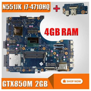 

send board+For Asus G551JK motherboard G551JK N551JK REV2.0 Mainboard with Processor i7-4710H cpu DDR3 GTX850M 2GB 100% tested
