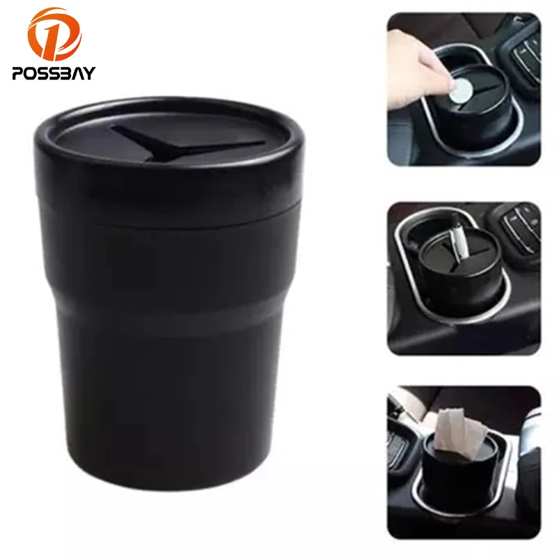 POSSBAY Black Mini font b Car b font Trash Bin Garbage Can Dust Case Holder Office