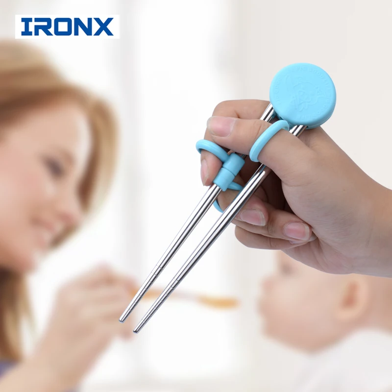 

IRONX Learning Training Chopsticks Staniless Steel Chop Sticks For Child Enlightenment Cute Pig