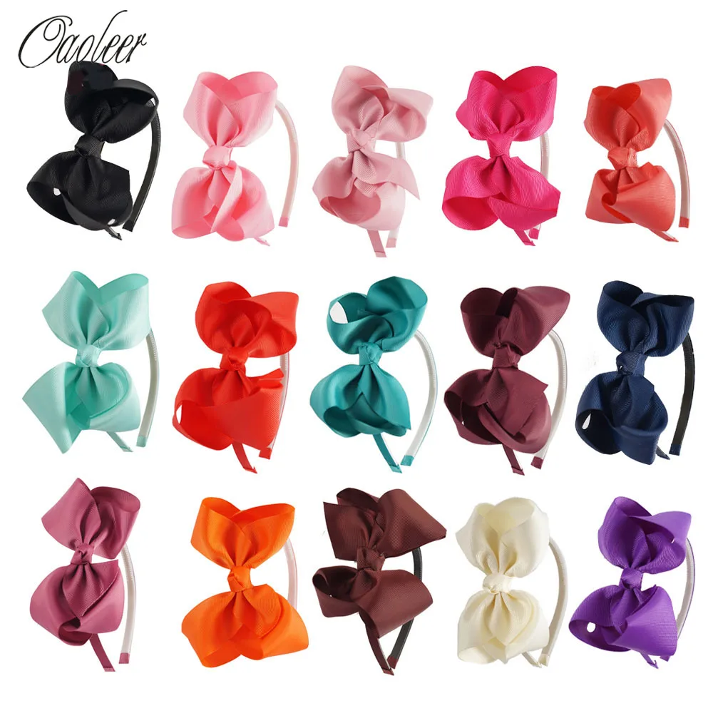 

High Quality Baby Hair Band With Grosgrain Ribbon Bow Hair Band For Kids children accessories 15 pieces/lot