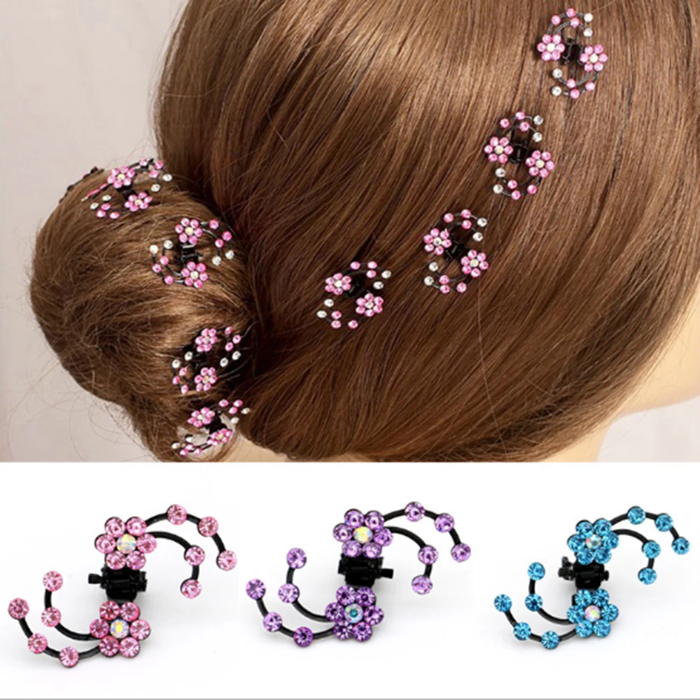 

2019 New Fashion 6Pcs/set Women Girls Crystal Snowflake Hair Clips Hairpins Headwear Rhinestone Hair Claws Hair Accessories