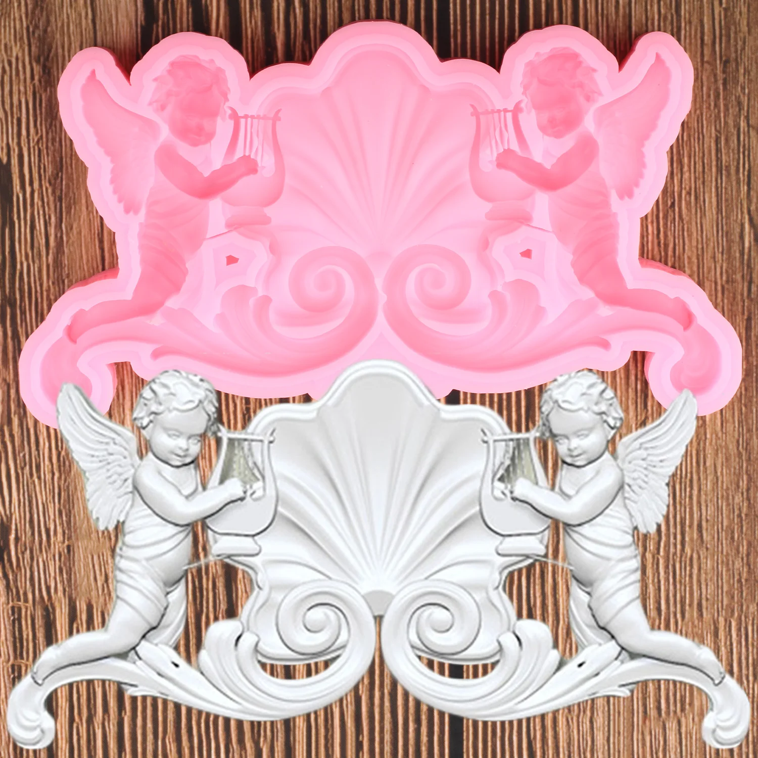 

Angel Baby Border Silicone Molds Baby Birthday Cupcake Topper Fondant Cake Decorating Tools DIY Baking Chocolate Candy Clay Mold