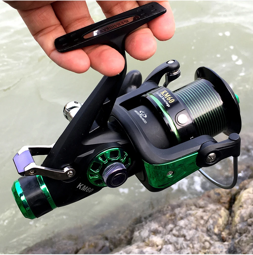 Roda de Freio Dianteiro Traseiro Duplo Freio Molinete Pesca Carretel Metal 5.2: 1 Carpa 8 Cheap Carretilhas de pesca