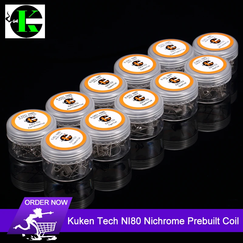 

Kuken Tech NI80 Nichrome High Density Prebuilt Coils Premade Coil for Electronic Cigarette RDA RTA RDTA Atomizer Heating Wire