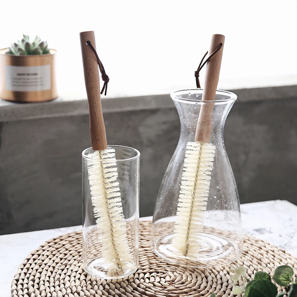 Wooden Cup Mug Cleaning Brush Handle Dishes Bottle Pan Pot Washing