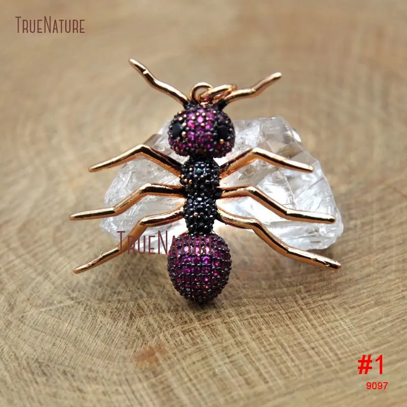 20171211-PM9101- Insect Micro Pave Color Block Czech Zircon Ant Pendant Copper Pendant_1