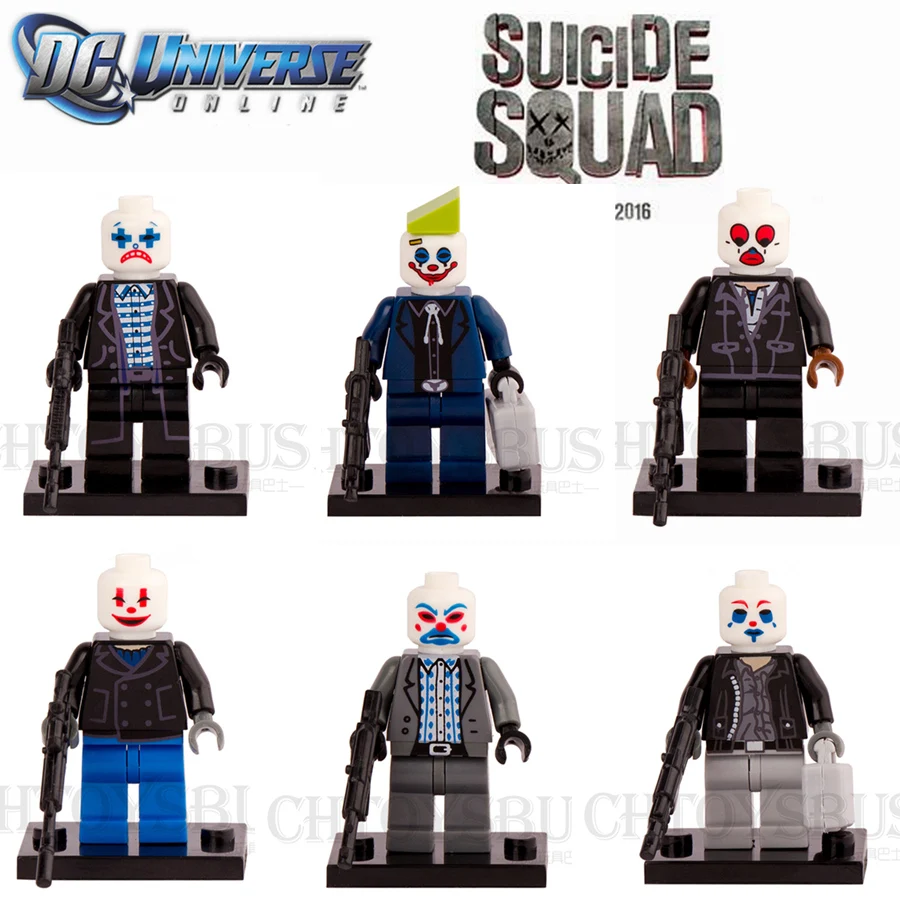 

6pcs Joker with Smile Face Batman Robin Suicide Squad Justice League Super Heroes Assemble Building minifig Kids Toy Gifts