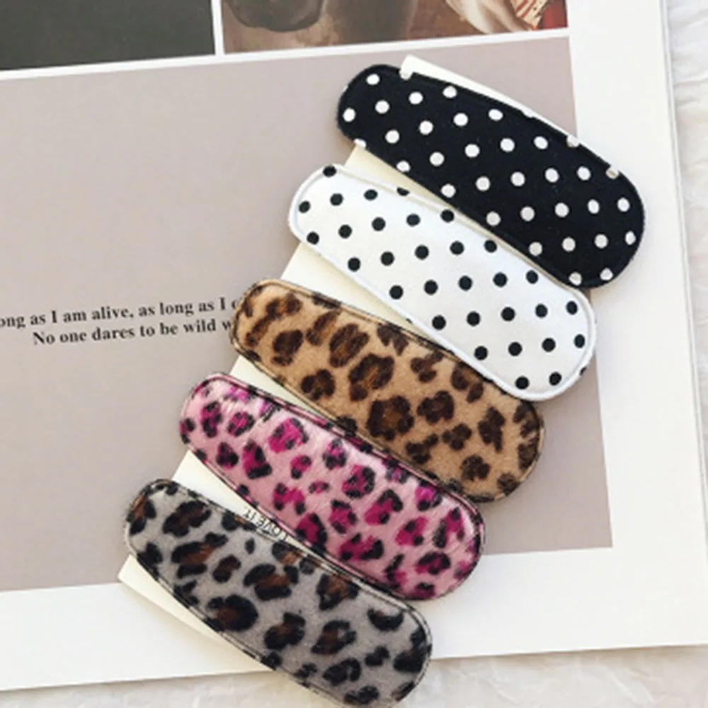 

1PC Korea Retro Wave Dot Leopard Fabric Hair Clip Fashion Drop Shaped Hairpins for Kids Girls Hair Clip Accessories