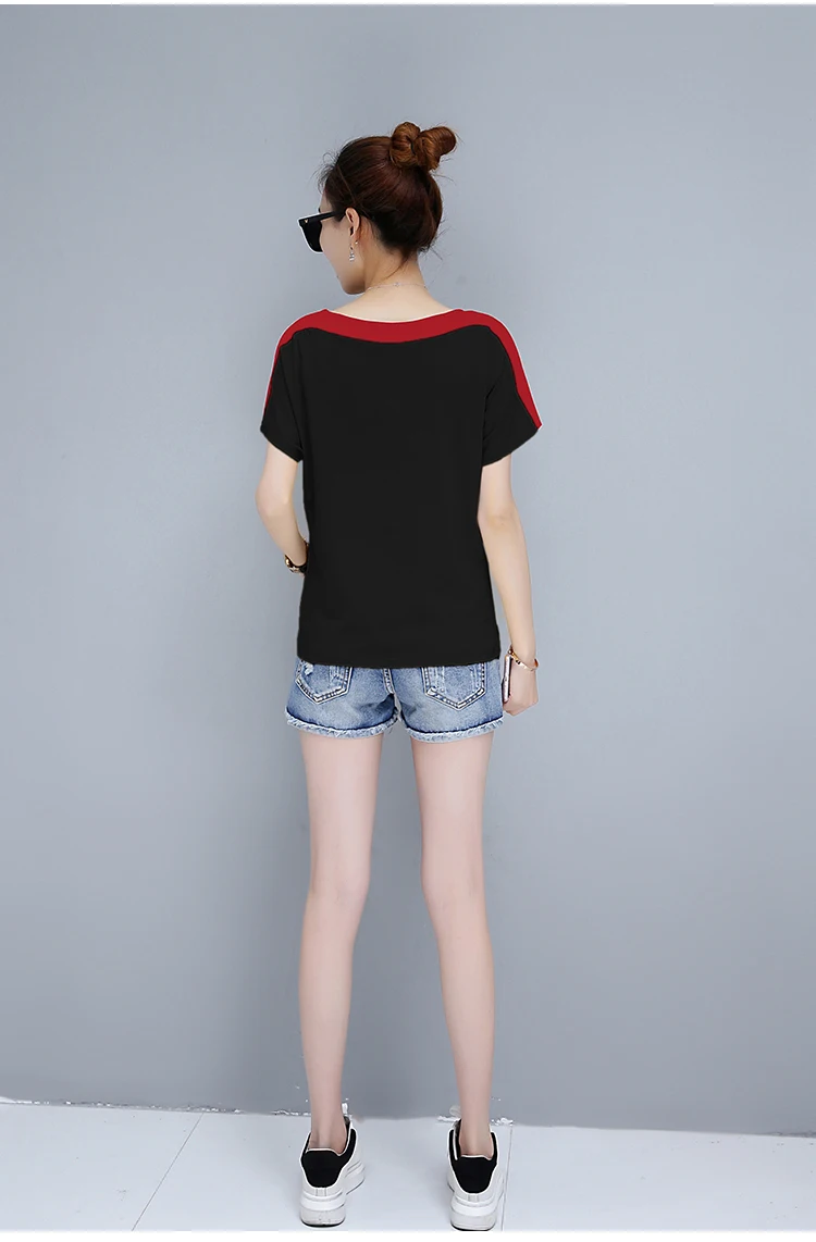 Женская футболка с коротким рукавом Женские летние футболки Женская летняя футболка больших размеров Топы женские 3944 50