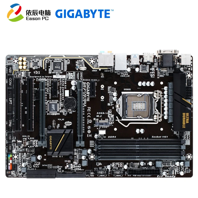 Настольная Материнская плата GIGABYTE GA-Z170-HD3 LGA1151 i3 i5 i7 DDR4 64G ATX | Компьютеры и офис