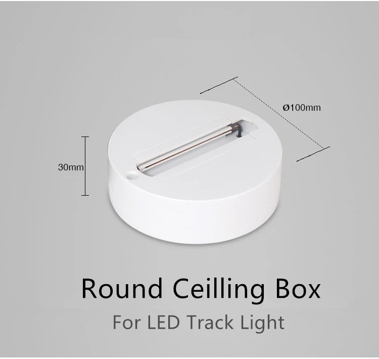 Светодиодный потолочный бокс для трекового света 0,5 м 1 м рельсовые трековые споты на штанге для трековой лампы прямого типа L Тип соединителя белый черный - Испускаемый цвет: Round Ceilling Box