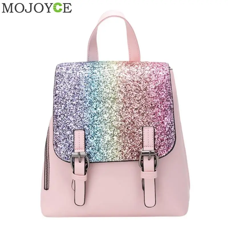 

PU Leather Women Backpack 2019 Fashion Backpack Sequins Small Backpacks for Girls Travel School Bag Female Bagpack mochila mujer
