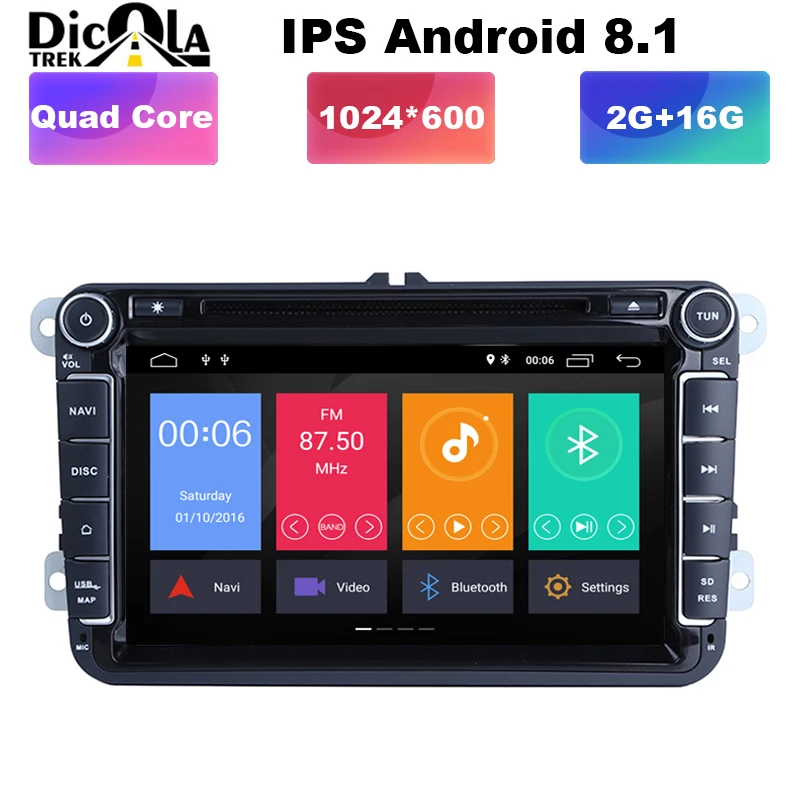 8 "ips HD Android 8,1 Автомобильный gps навигация для VW Volkswagen Skoda Golf 5 Golf 6 POLO PASSAT B5 B6 Jetta Tiguan dvd-плеер BT, RDS