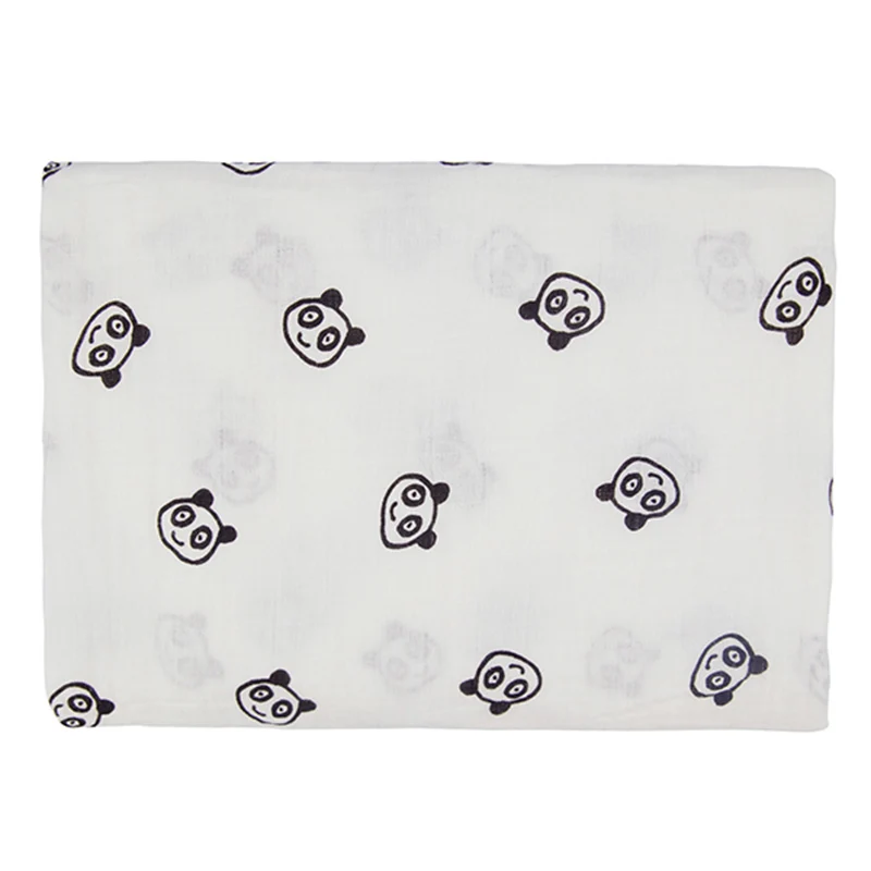 Муслиновые детские одеяла хлопчатобумажные пеленки для новорожденных, одеяла для новорожденных, однослойные Детские банные полотенца, обертывания 120*120 см - Цвет: Little Panda