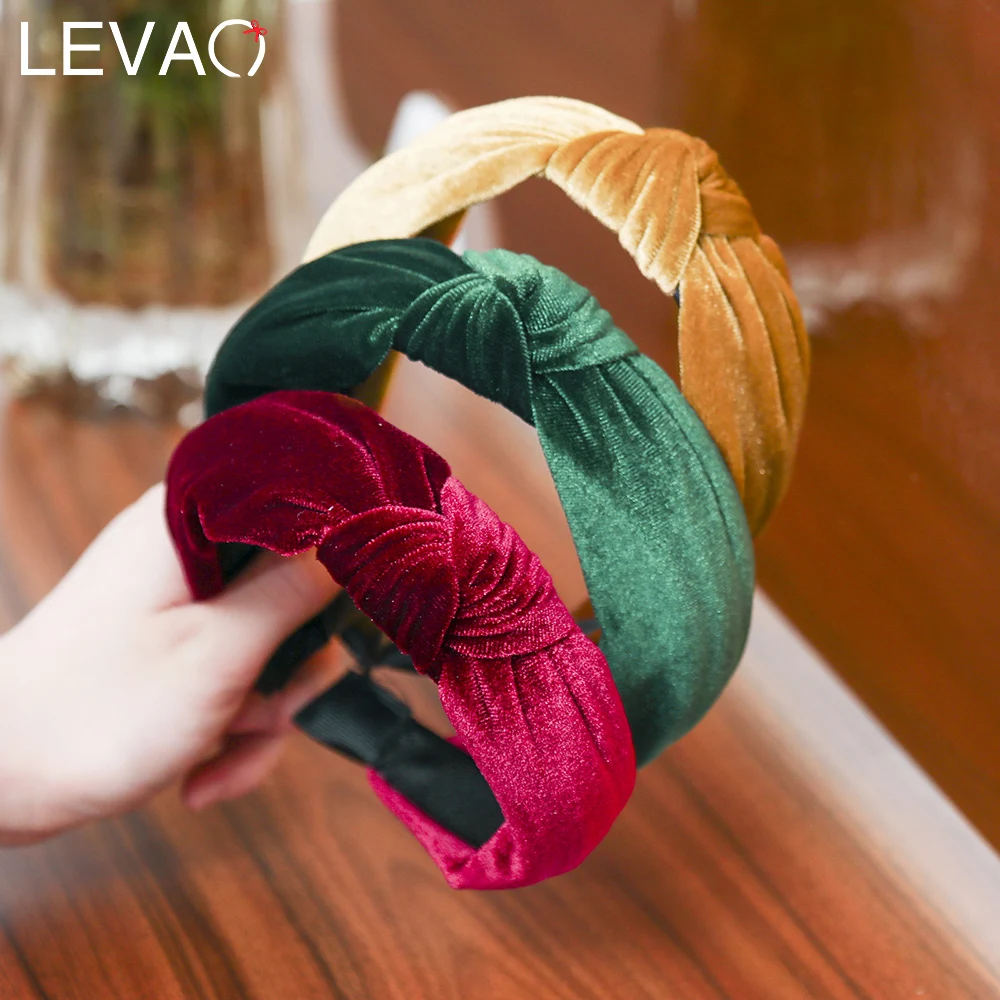 

Levao Women Wide Velvet Headband Middle Cross Knotted Head Band Hairband for Girls Solid Hair Hoop Bezel Hair Accessories