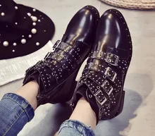 Brand PU leather Motorcycle boots Biker Shoes Women Suede Pointed Snow Boots Brand Shoe Famous Designer Woman Flats Punk