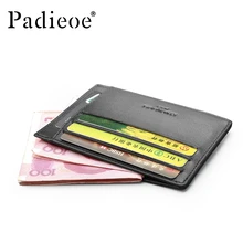 Padieoe vente Chaude Véritable Carte En Cuir Mince Hommes Affaire Avant poche Titulaire de la Carte Bourse de Portefeuille Mince Portefeuille Hommes Mini-poche à Monnaie noir