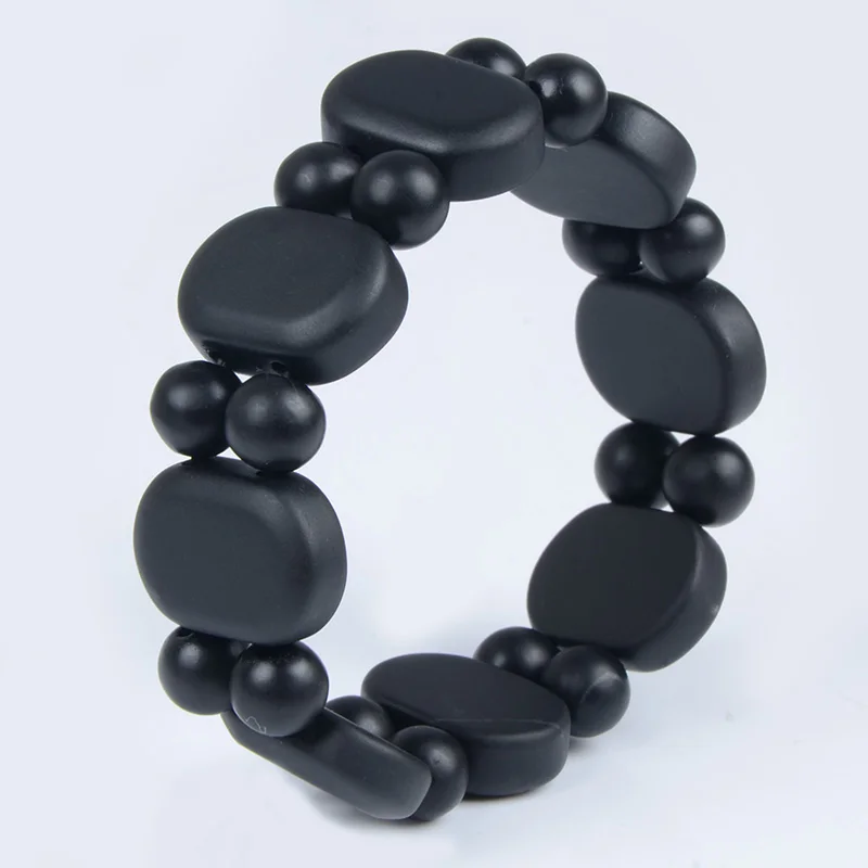 Настоящий черный браслет из натурального камня бианши для мужчин и женщин браслет из бианши - Окраска металла: 3