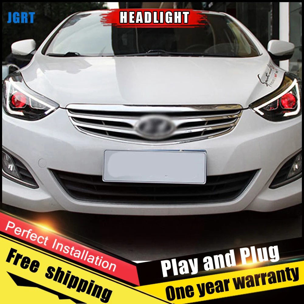 2 шт. автомобиль Стиль светодиодный фары для Hyundai Elantra 2011 2016 головная лампа