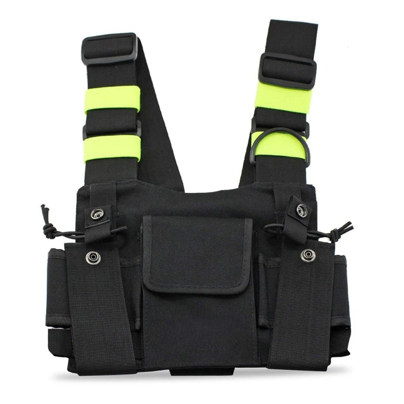 

Bright Green Radio Chest Harness Chest Front Pack Pouch Holster Vest Rig Carry Case for Two Way Radio Walkie Talkie