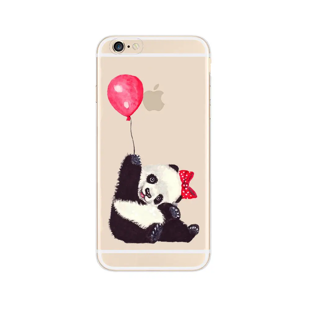 Lovely Cartoon Animal Panda Heart Phone Case For Iphone X 6 6S 7 SE 5 5S 8 Plus Transparent Plastic Back Cover Coque Shell Lovely Cartoon Animal Panda Heart Phone Case For Iphone X 6 6S 7 SE 5 5S 8 Plus Transparent Plastic Back Cover Coque Shell