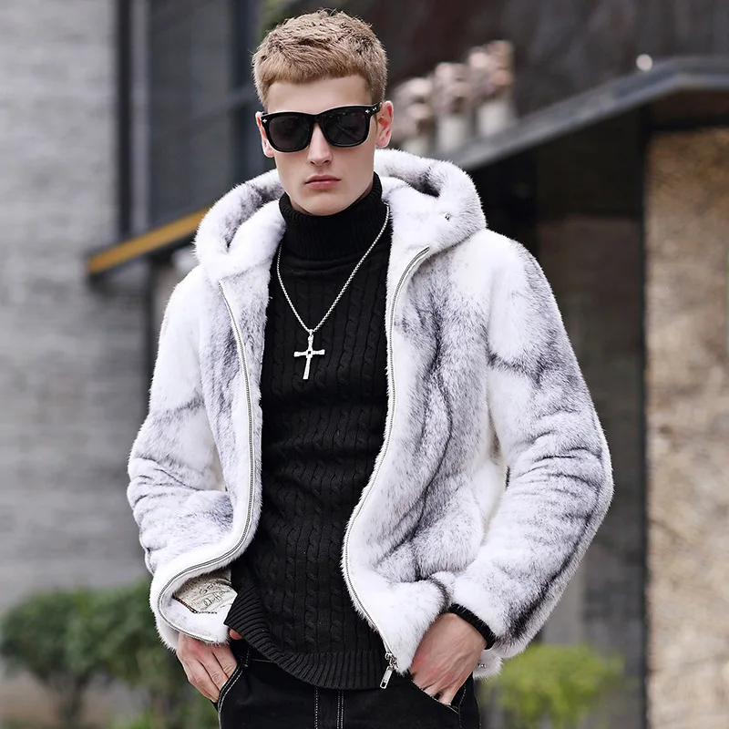 

New imported CROSS MINK American mink fur coat for men in winter 2018 Haining mink fur coat
