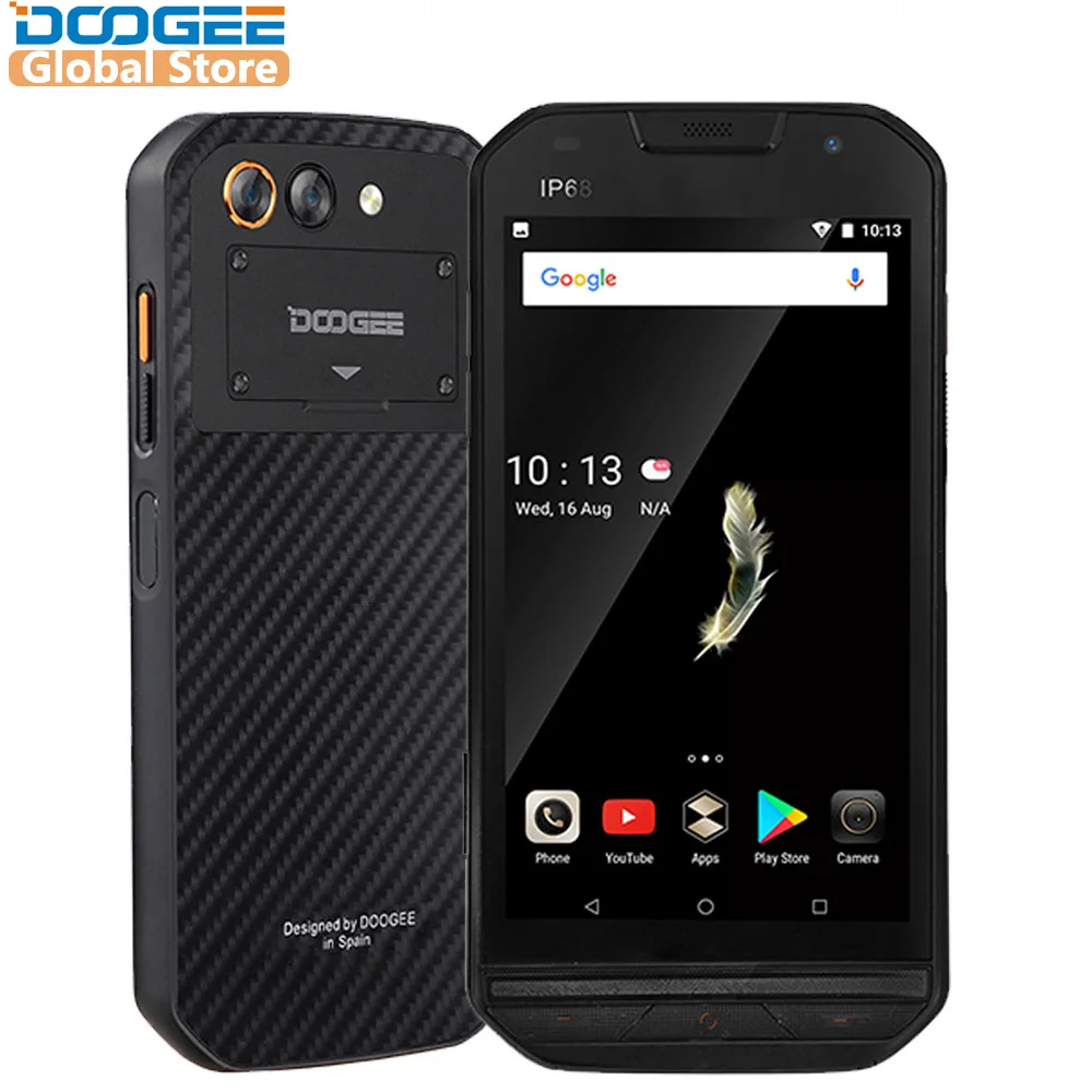 Kopen IP68 niveau DOOGEE S30 Smartphone Side Vingerafdruk 2 gb 16 gb Dual Camera 5580 mah 5 v 2A Quick lading 5.0 \