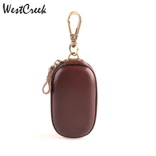 Фирменные мужские винтажные кошельки на молнии для ключей от westкрик из натуральной кожи ручной работы, женские минималистичные маленькие ключницы для ключей