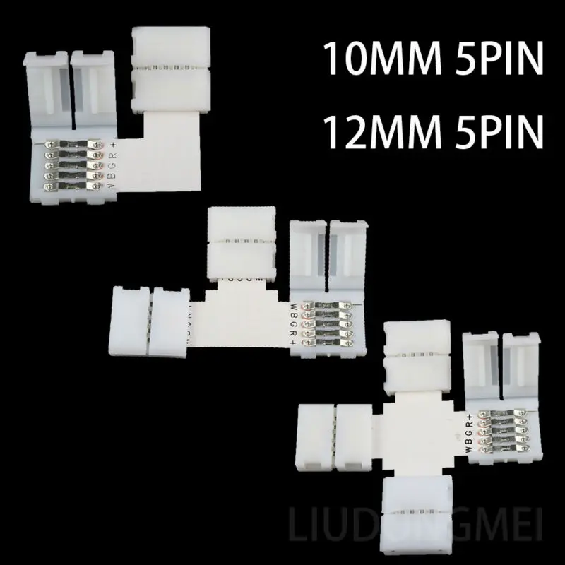 

5pin LED Strip Clip, 5 pin RGBW RGBWW LED Strip Connector For 10mm or 12mm width 5050 RGB+W RGB+WW Light Strips