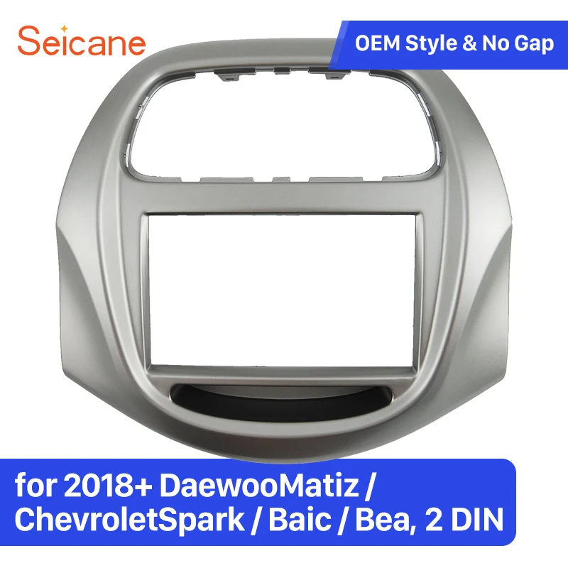 

Seicane Double Din Silver Car Radio Fascia Frame Dash Trim installation Kit For 2018+ Daewoo Matiz Chevrolet Spark Baic Beat