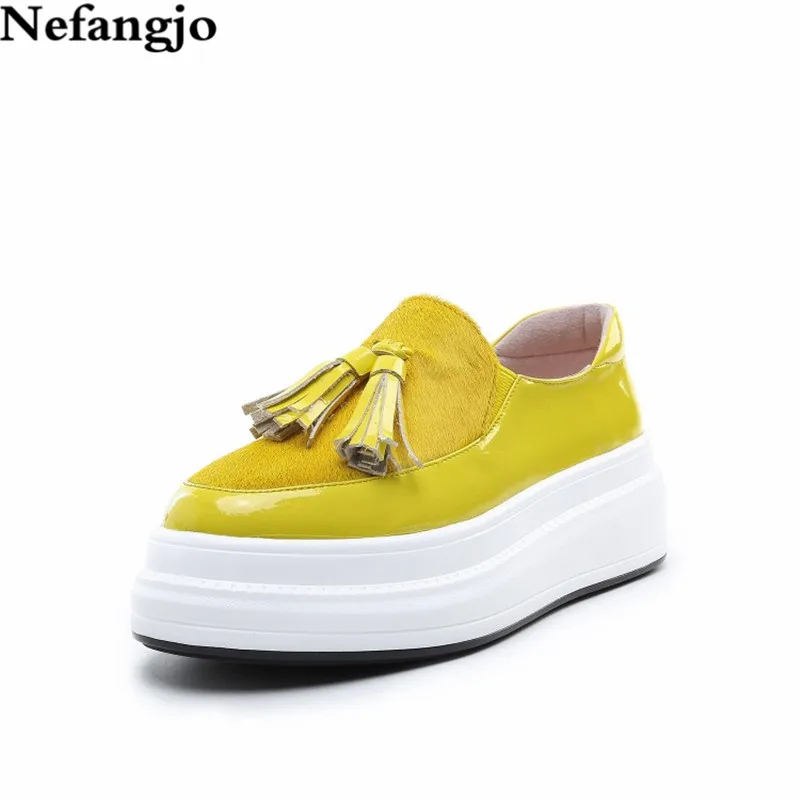 

Nefangjo 2019 Spring New Shoes Women Fashion Sexy Fringe Real Leather Flat Platform women Shoes Casual Non-Slip zapatos de mujer