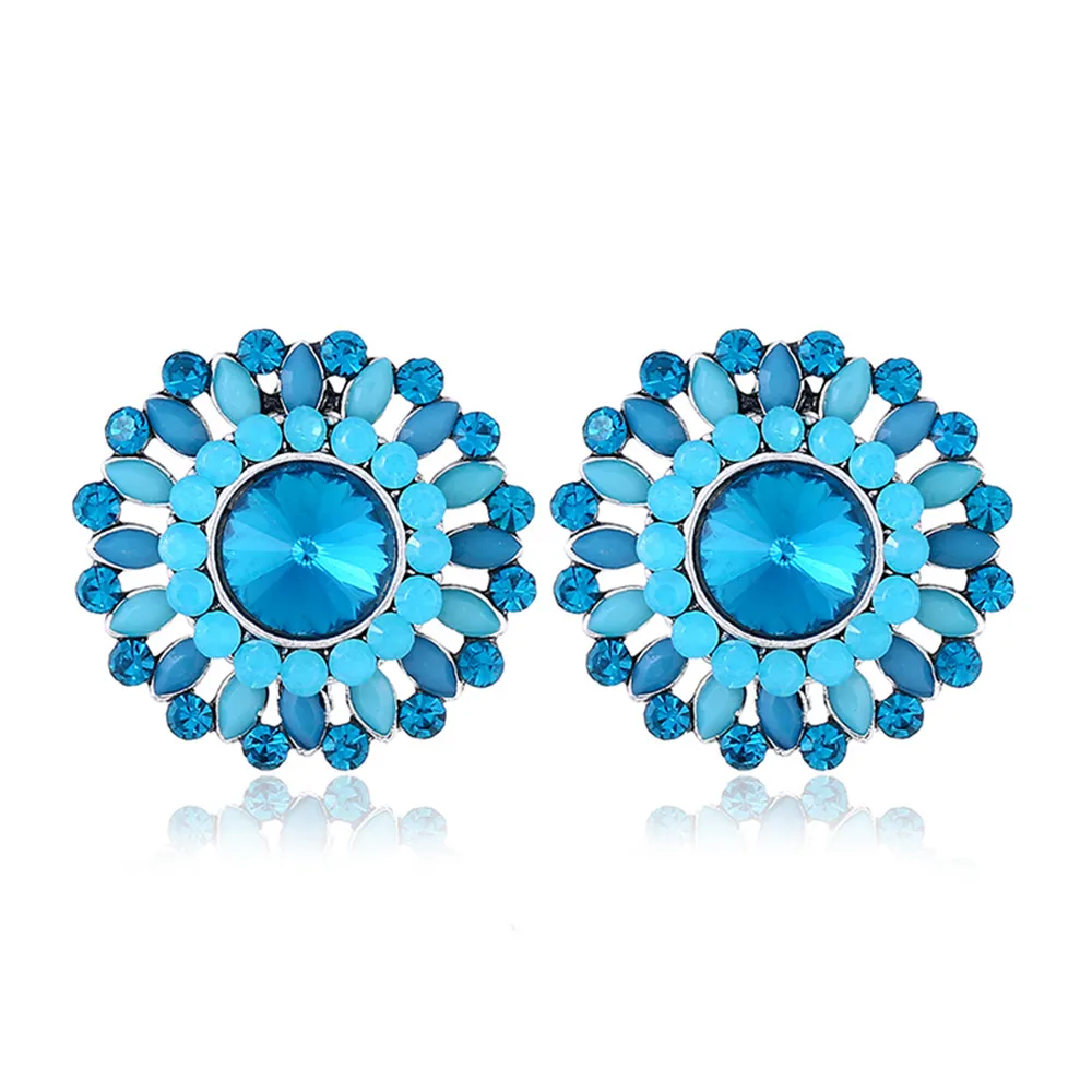 

CRLEY Everlasting Grace Stud Earrings Pink Green Black Blue Crystal Rhinestone Beads Handmade Hollow New Year Fashion Earring