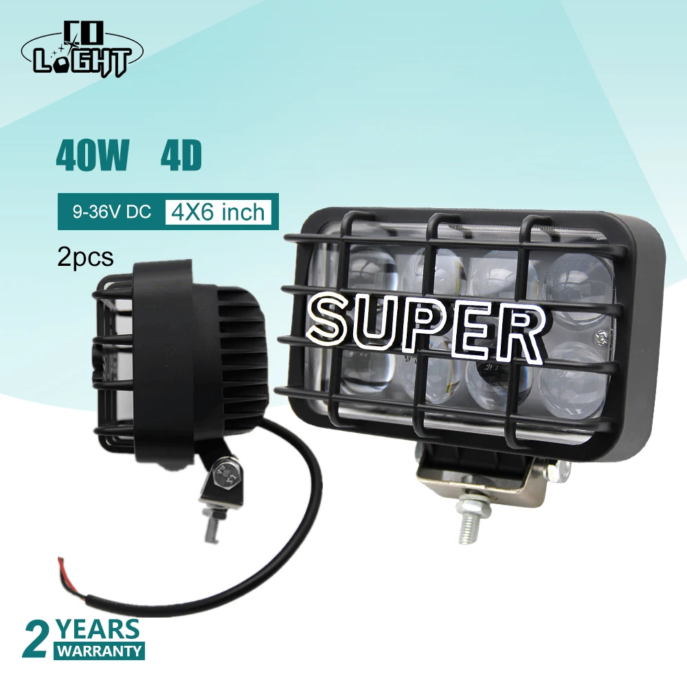 

CO LIGHT Led 12 Volt 40W Additional Lights 4X6 Leds Off Road 4X4 Auto Light Spot 4D for Lada Niva Uaz Tractor Jeep Wrangler Boat