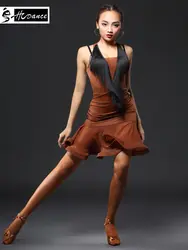 Новый бренд 2 цвета Латинской платье для танцев Для женщин без рукавов спандекс сексуальное танго платья сальса конкуренции Латинской