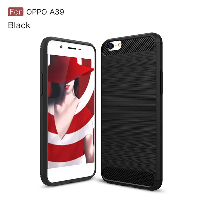 

1Pcs Luxury Mobile Phone Cases for OPPO A39 Silicone Drop Protection Gel carbon fiber Soft Shell